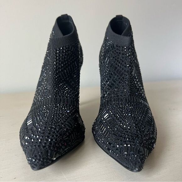 Thalia Sodi Karmen Black Embellished Heeled Booties size 5, fits like a 6 - Picture 7 of 11